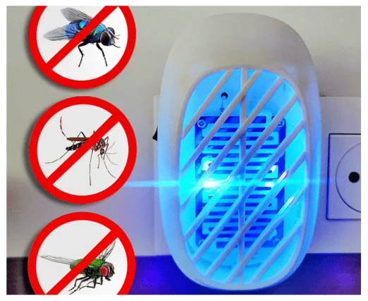 Prise électrique LED ultraviolet anti-moustiques, mouches, moucherons & mites